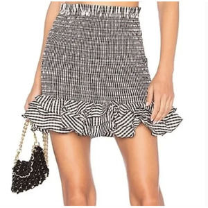 BRAND NEW Revolve x Petersyn Smocked Mini Skirt Barrett Sandbar Black Tan